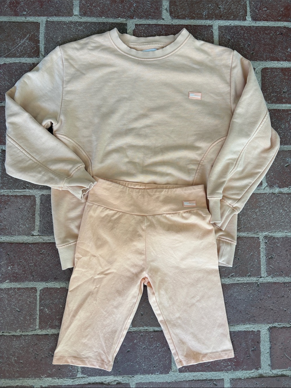 Zara Peachish Colored Sweatshirt & High-Waist Bike Leggings